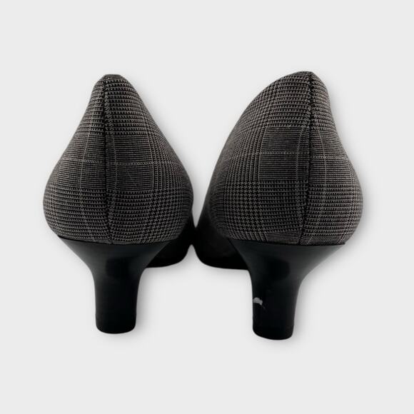 AEROSOLES Glen plaid low heels size 7 black/tan career office work preppy - Picture 4 of 7